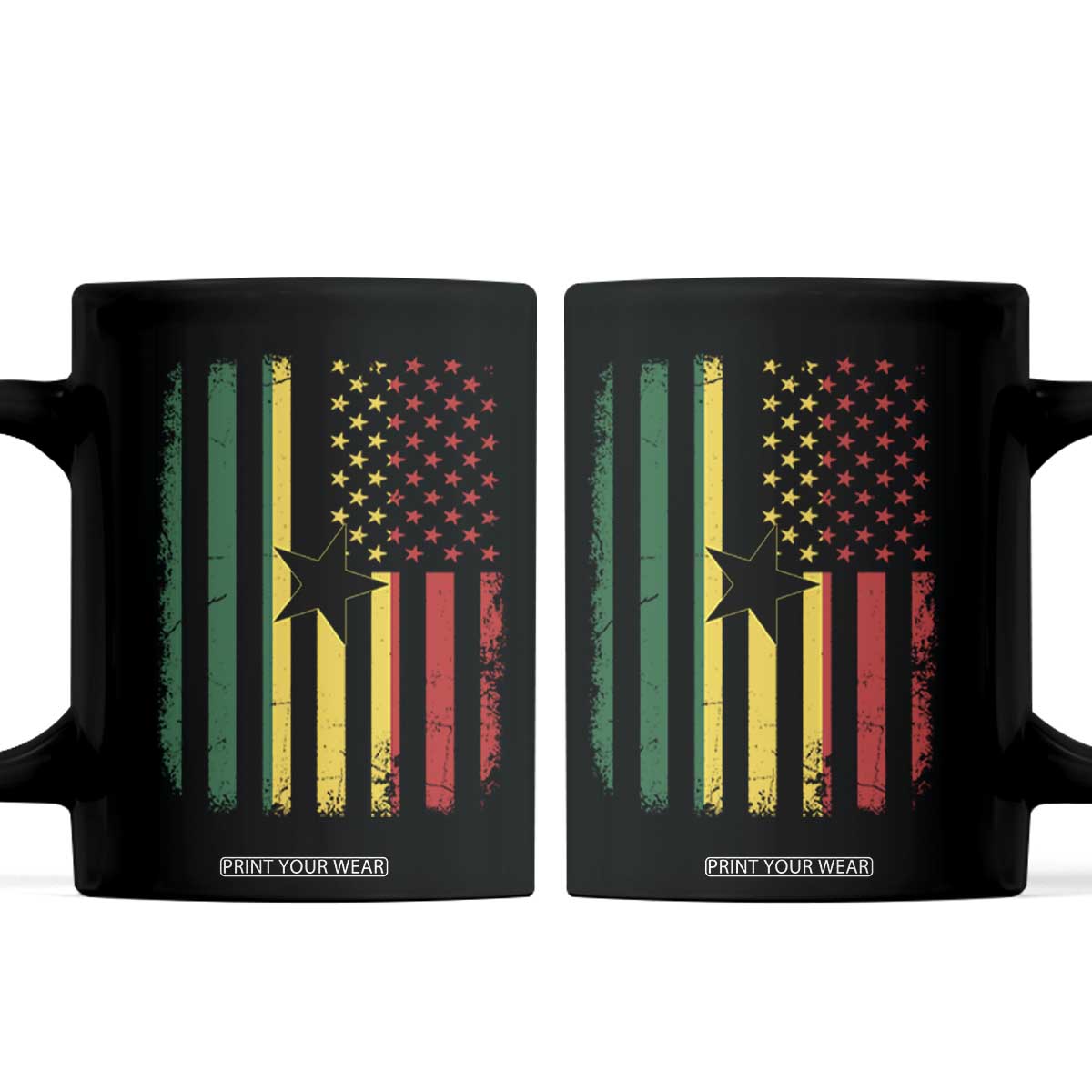 Ghana American Flag Coffee Mug Vintage Ghanaian Pride Heritage Graphic for Ghanaian Americans