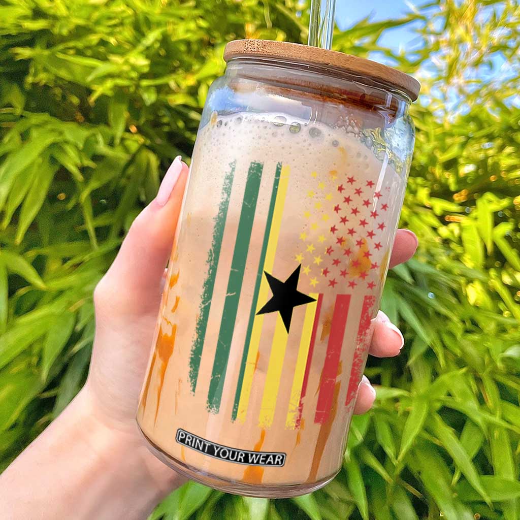Ghana American Flag Glass Can Vintage Ghanaian Pride Heritage Graphic for Ghanaian Americans