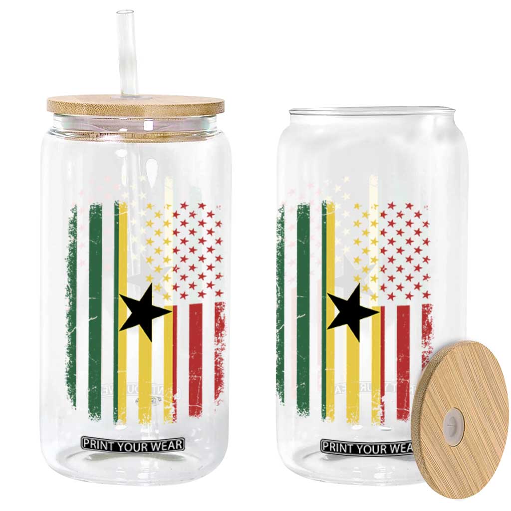 Ghana American Flag Glass Can Vintage Ghanaian Pride Heritage Graphic for Ghanaian Americans