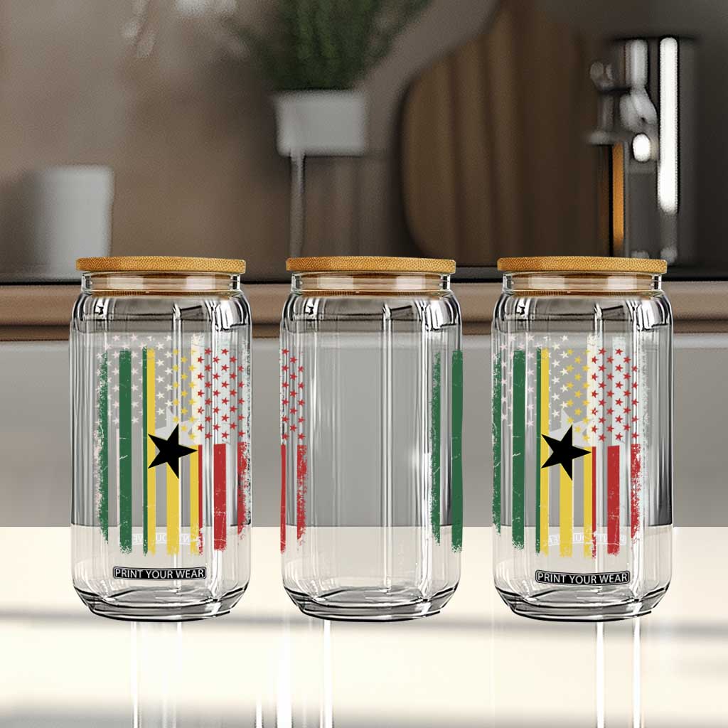 Ghana American Flag Glass Can Vintage Ghanaian Pride Heritage Graphic for Ghanaian Americans