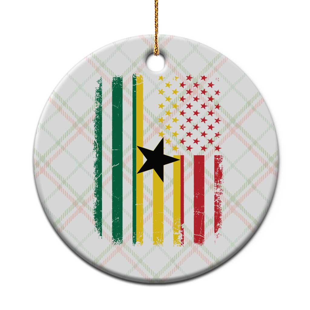 Ghana American Flag Ceramic Ornament Vintage Ghanaian Pride Heritage Graphic for Ghanaian Americans