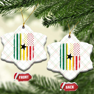 Ghana American Flag Ceramic Ornament Vintage Ghanaian Pride Heritage Graphic for Ghanaian Americans