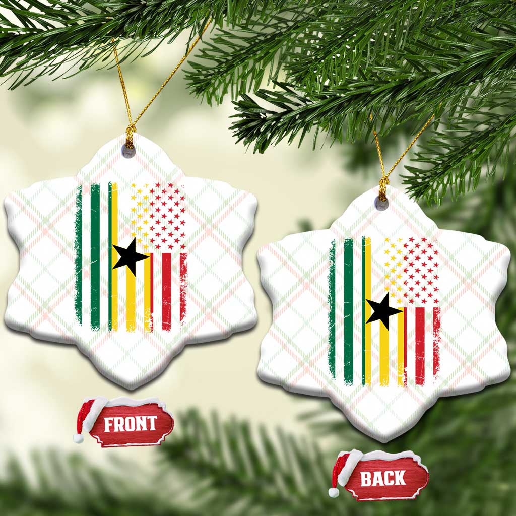 Ghana American Flag Ceramic Ornament Vintage Ghanaian Pride Heritage Graphic for Ghanaian Americans