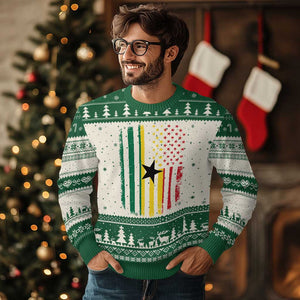 Ghana American Flag Ugly Christmas Sweater Vintage Ghanaian Pride Heritage Graphic for Ghanaian Americans
