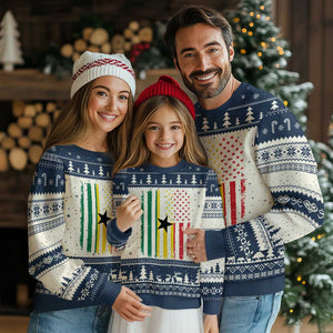 Ghana American Flag Ugly Christmas Sweater Vintage Ghanaian Pride Heritage Graphic for Ghanaian Americans