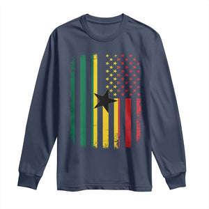 Ghana American Flag Long Sleeve Shirt Vintage Ghanaian Pride Heritage Graphic for Ghanaian Americans
