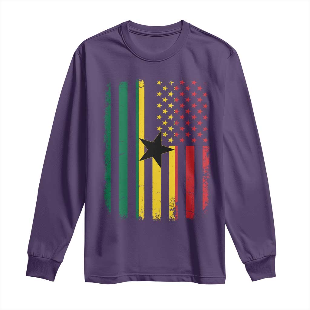 Ghana American Flag Long Sleeve Shirt Vintage Ghanaian Pride Heritage Graphic for Ghanaian Americans