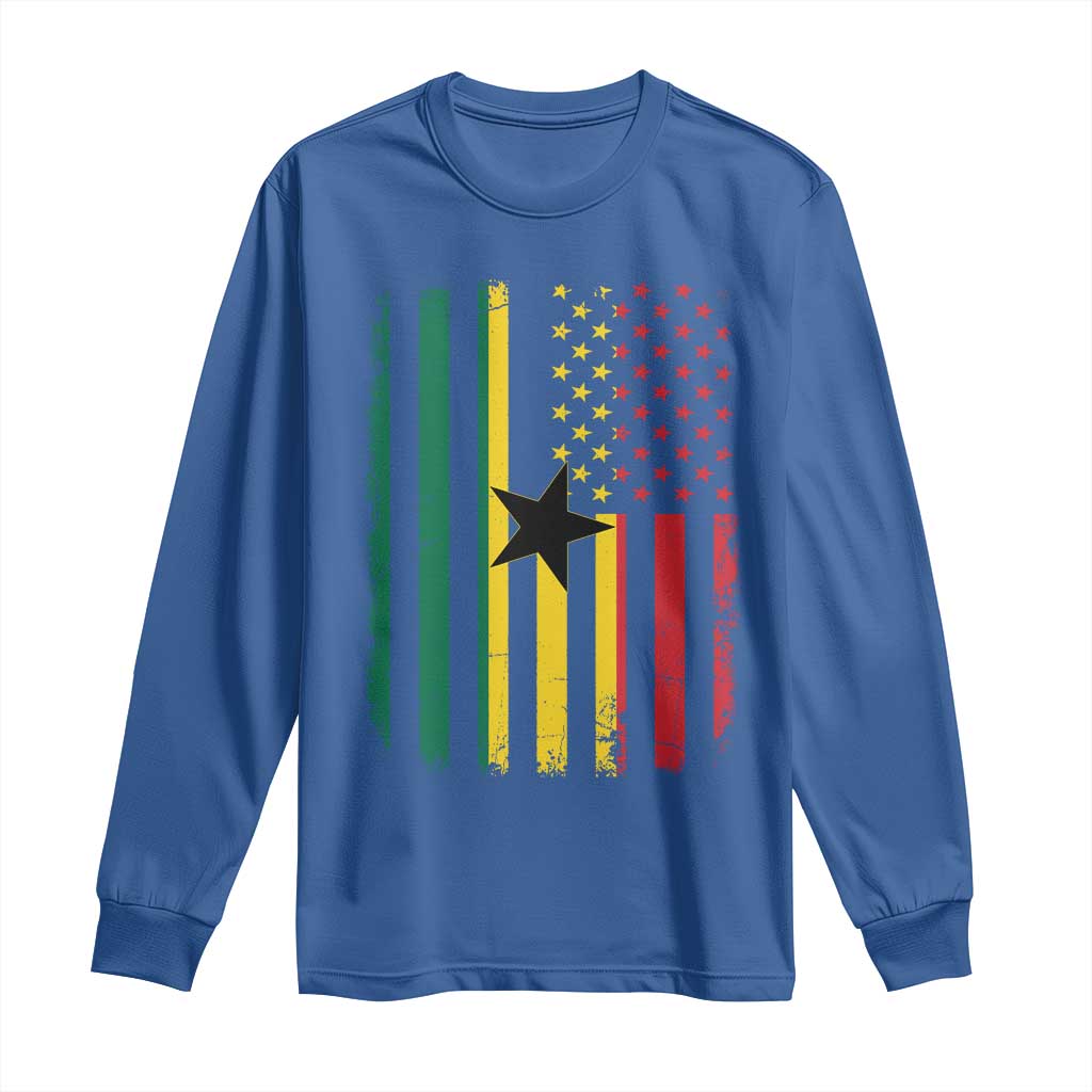Ghana American Flag Long Sleeve Shirt Vintage Ghanaian Pride Heritage Graphic for Ghanaian Americans