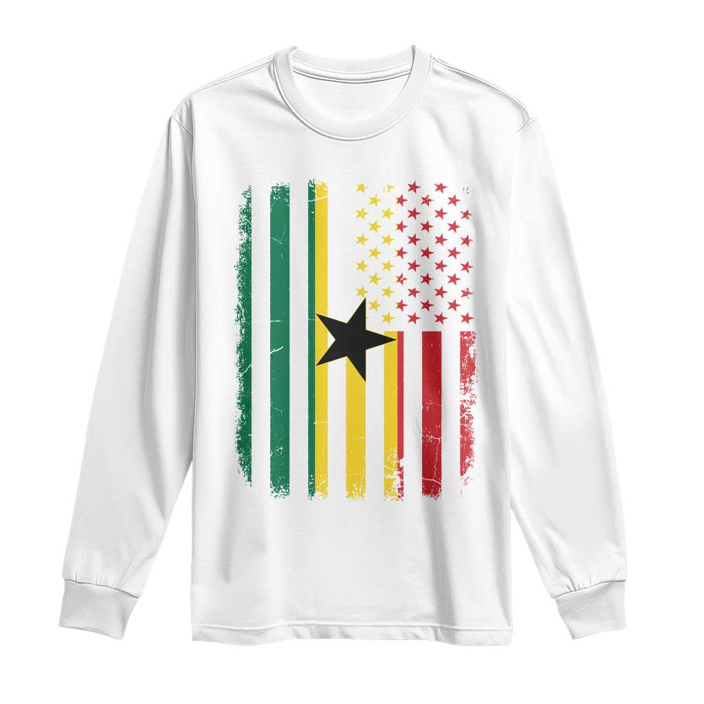 Ghana American Flag Long Sleeve Shirt Vintage Ghanaian Pride Heritage Graphic for Ghanaian Americans