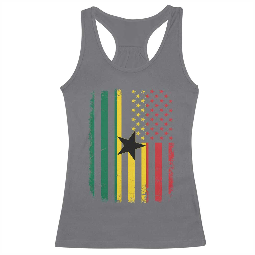 Ghana American Flag Racerback Tank Top Vintage Ghanaian Pride Heritage Graphic for Ghanaian Americans