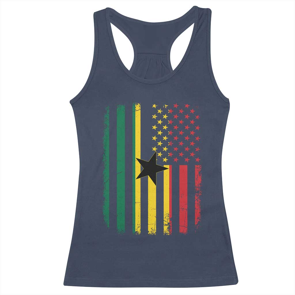 Ghana American Flag Racerback Tank Top Vintage Ghanaian Pride Heritage Graphic for Ghanaian Americans