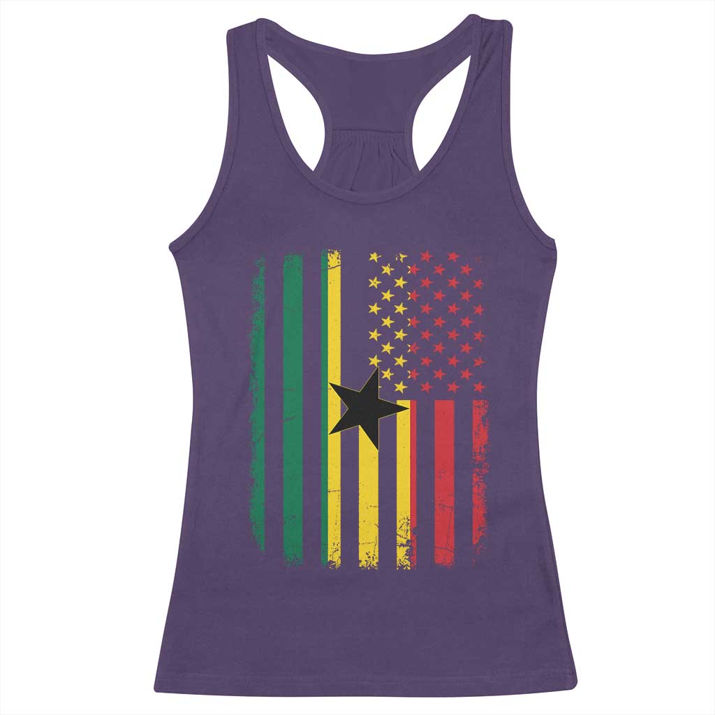 Ghana American Flag Racerback Tank Top Vintage Ghanaian Pride Heritage Graphic for Ghanaian Americans
