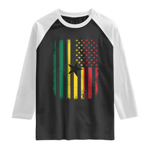 Ghana American Flag Raglan Shirt Vintage Ghanaian Pride Heritage Graphic for Ghanaian Americans