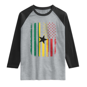 Ghana American Flag Raglan Shirt Vintage Ghanaian Pride Heritage Graphic for Ghanaian Americans