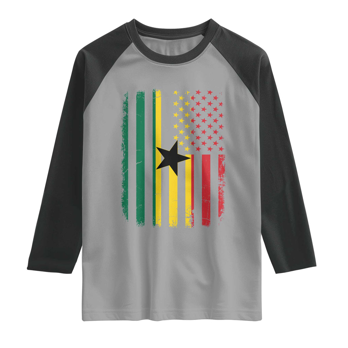 Ghana American Flag Raglan Shirt Vintage Ghanaian Pride Heritage Graphic for Ghanaian Americans