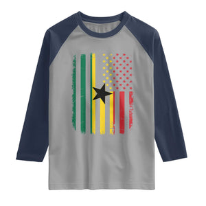 Ghana American Flag Raglan Shirt Vintage Ghanaian Pride Heritage Graphic for Ghanaian Americans