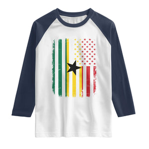Ghana American Flag Raglan Shirt Vintage Ghanaian Pride Heritage Graphic for Ghanaian Americans