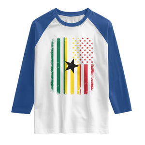 Ghana American Flag Raglan Shirt Vintage Ghanaian Pride Heritage Graphic for Ghanaian Americans