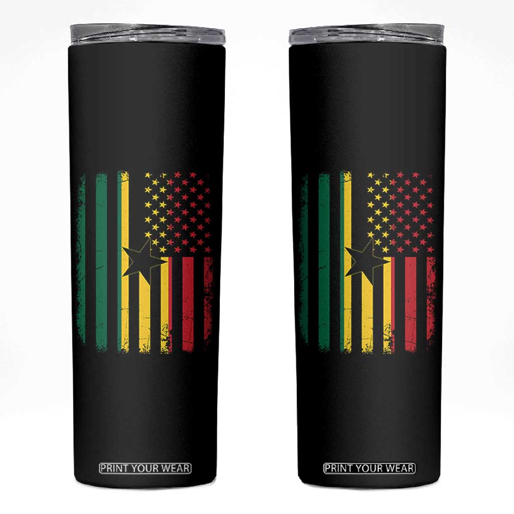 Ghana American Flag Skinny Tumbler Vintage Ghanaian Pride Heritage Graphic for Ghanaian Americans