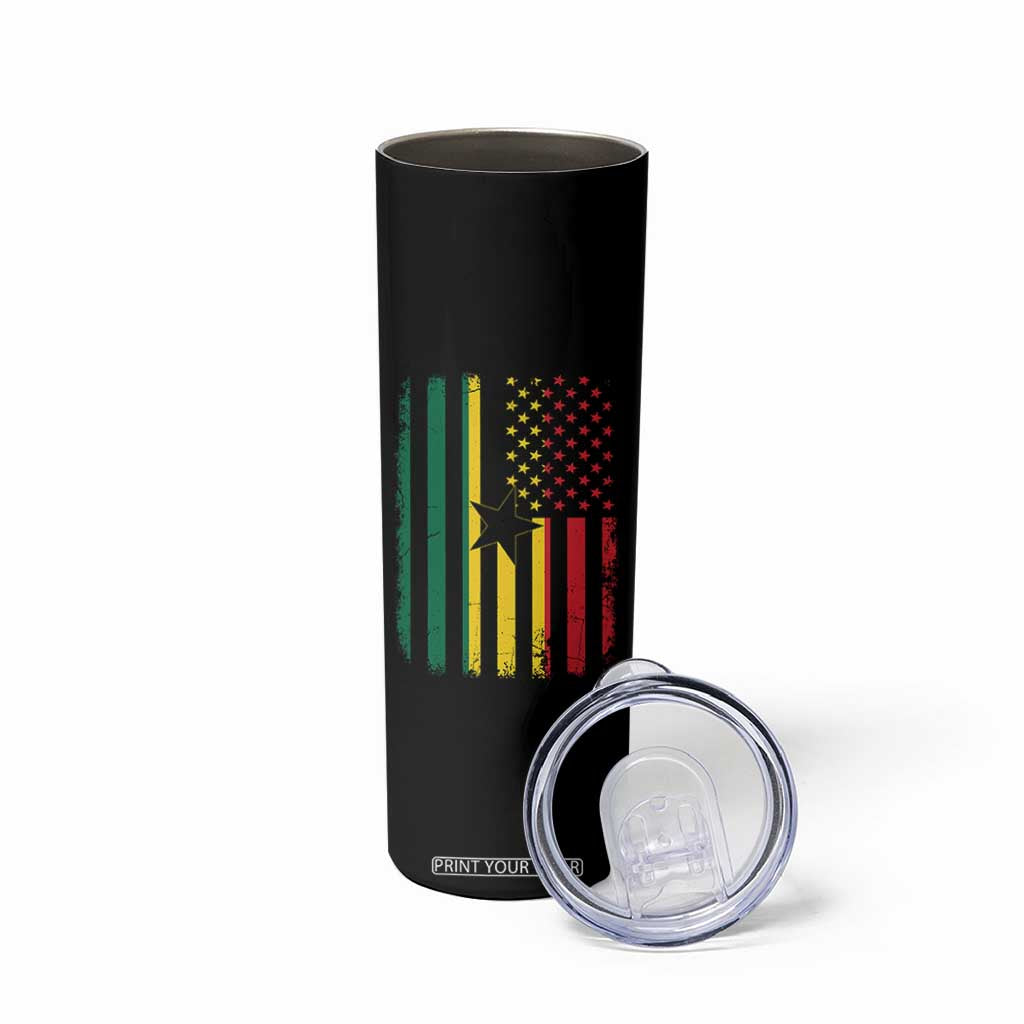 Ghana American Flag Skinny Tumbler Vintage Ghanaian Pride Heritage Graphic for Ghanaian Americans