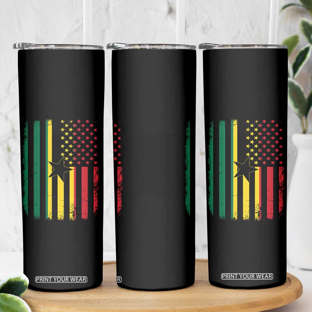 Ghana American Flag Skinny Tumbler Vintage Ghanaian Pride Heritage Graphic for Ghanaian Americans