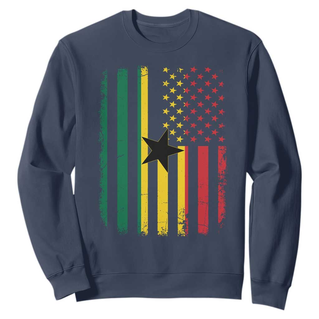 Ghana American Flag Sweatshirt Vintage Ghanaian Pride Heritage Graphic for Ghanaian Americans