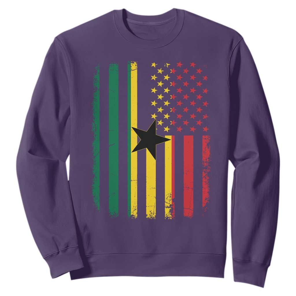 Ghana American Flag Sweatshirt Vintage Ghanaian Pride Heritage Graphic for Ghanaian Americans