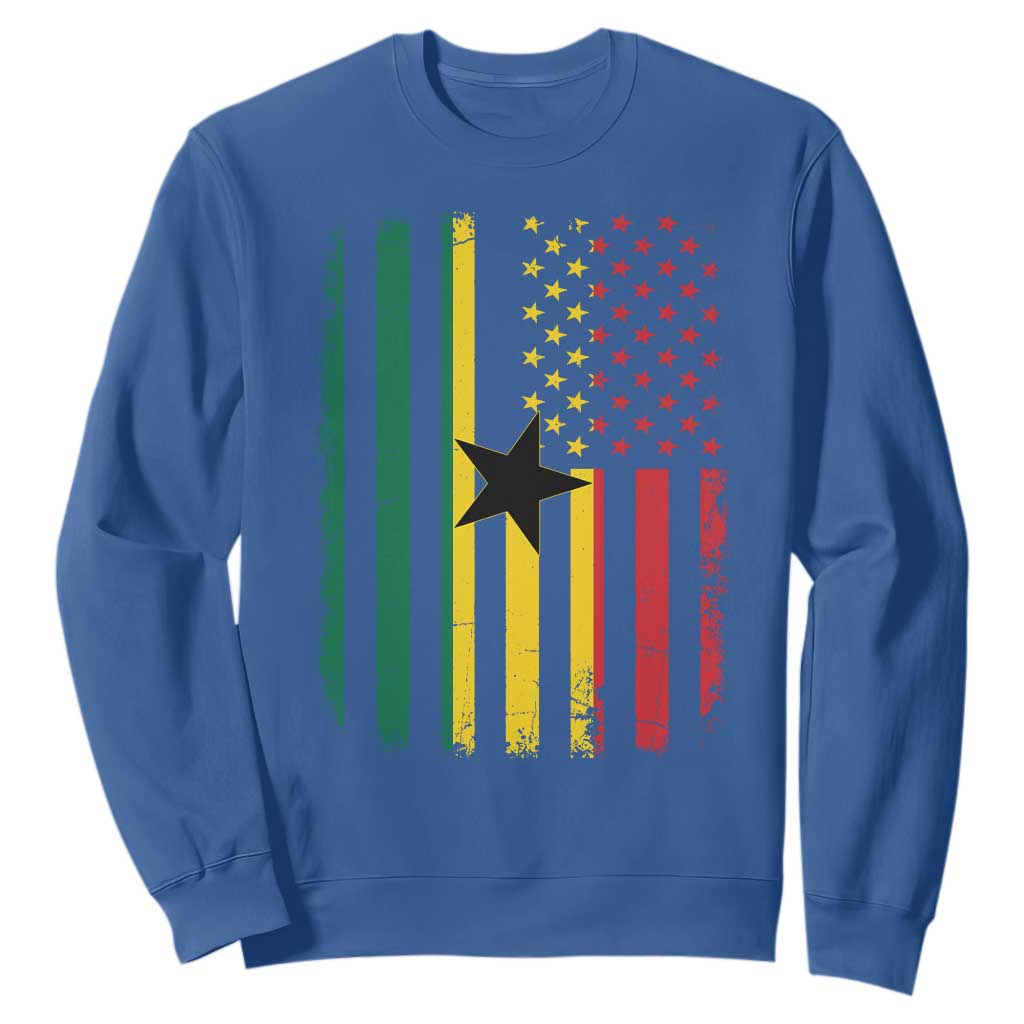 Ghana American Flag Sweatshirt Vintage Ghanaian Pride Heritage Graphic for Ghanaian Americans
