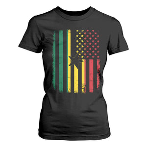 Ghana American Flag T Shirt For Women Vintage Ghanaian Pride Heritage Graphic for Ghanaian Americans