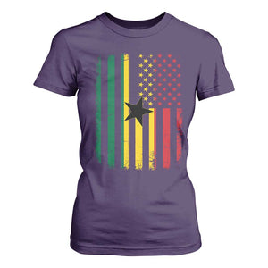 Ghana American Flag T Shirt For Women Vintage Ghanaian Pride Heritage Graphic for Ghanaian Americans