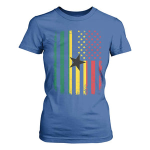 Ghana American Flag T Shirt For Women Vintage Ghanaian Pride Heritage Graphic for Ghanaian Americans