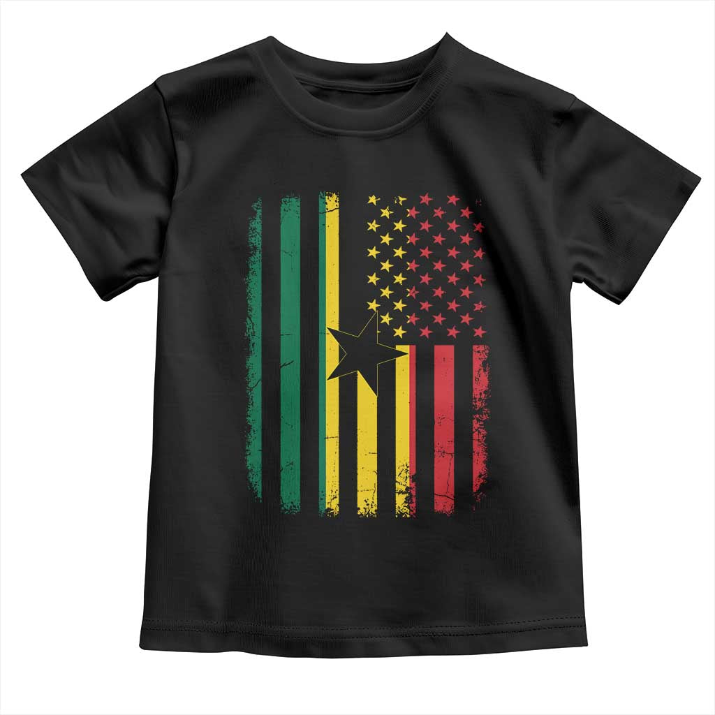 Ghana American Flag Toddler T Shirt Vintage Ghanaian Pride Heritage Graphic for Ghanaian Americans