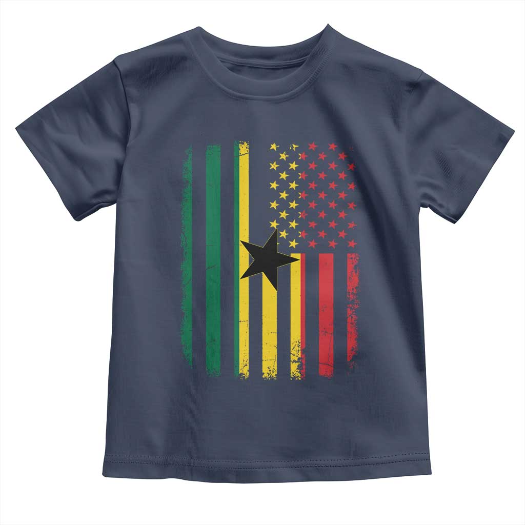 Ghana American Flag Toddler T Shirt Vintage Ghanaian Pride Heritage Graphic for Ghanaian Americans