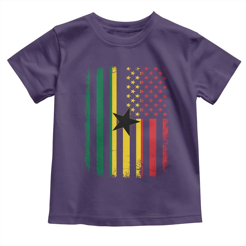 Ghana American Flag Toddler T Shirt Vintage Ghanaian Pride Heritage Graphic for Ghanaian Americans