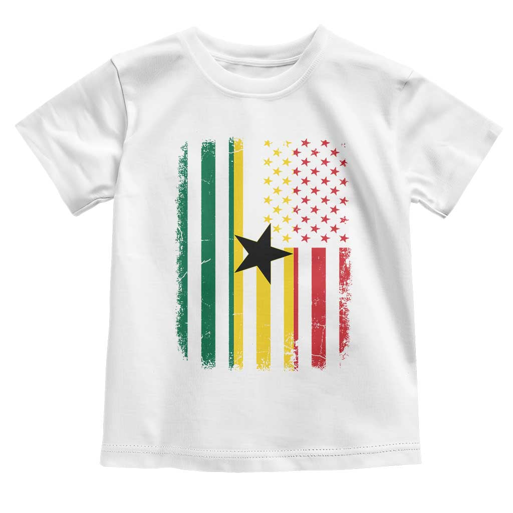 Ghana American Flag Toddler T Shirt Vintage Ghanaian Pride Heritage Graphic for Ghanaian Americans