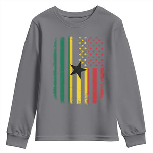 Ghana American Flag Youth Sweatshirt Vintage Ghanaian Pride Heritage Graphic for Ghanaian Americans