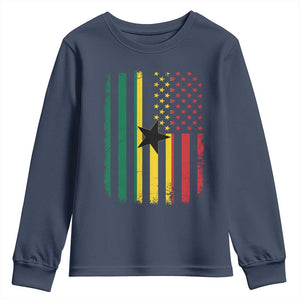 Ghana American Flag Youth Sweatshirt Vintage Ghanaian Pride Heritage Graphic for Ghanaian Americans