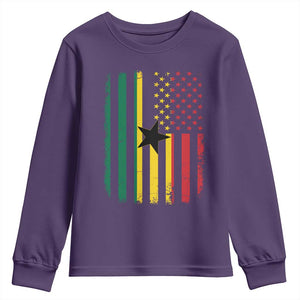 Ghana American Flag Youth Sweatshirt Vintage Ghanaian Pride Heritage Graphic for Ghanaian Americans