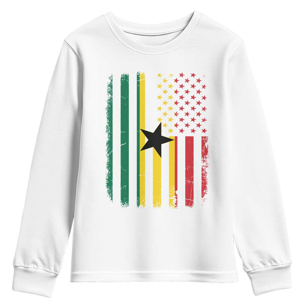 Ghana American Flag Youth Sweatshirt Vintage Ghanaian Pride Heritage Graphic for Ghanaian Americans