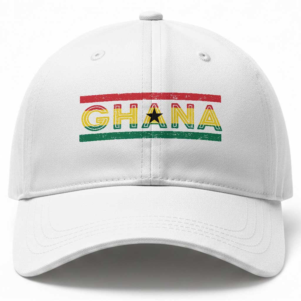Retro Ghana Flag Baseball Cap Vintage Ghanaian Pride Ghanese Roots Heritage Graphic
