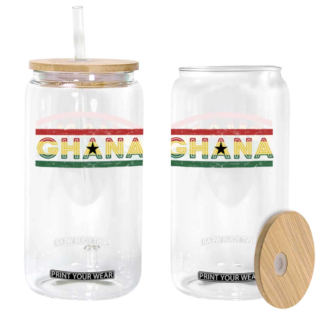 Retro Ghana Flag Glass Can Vintage Ghanaian Pride Ghanese Roots Heritage Graphic