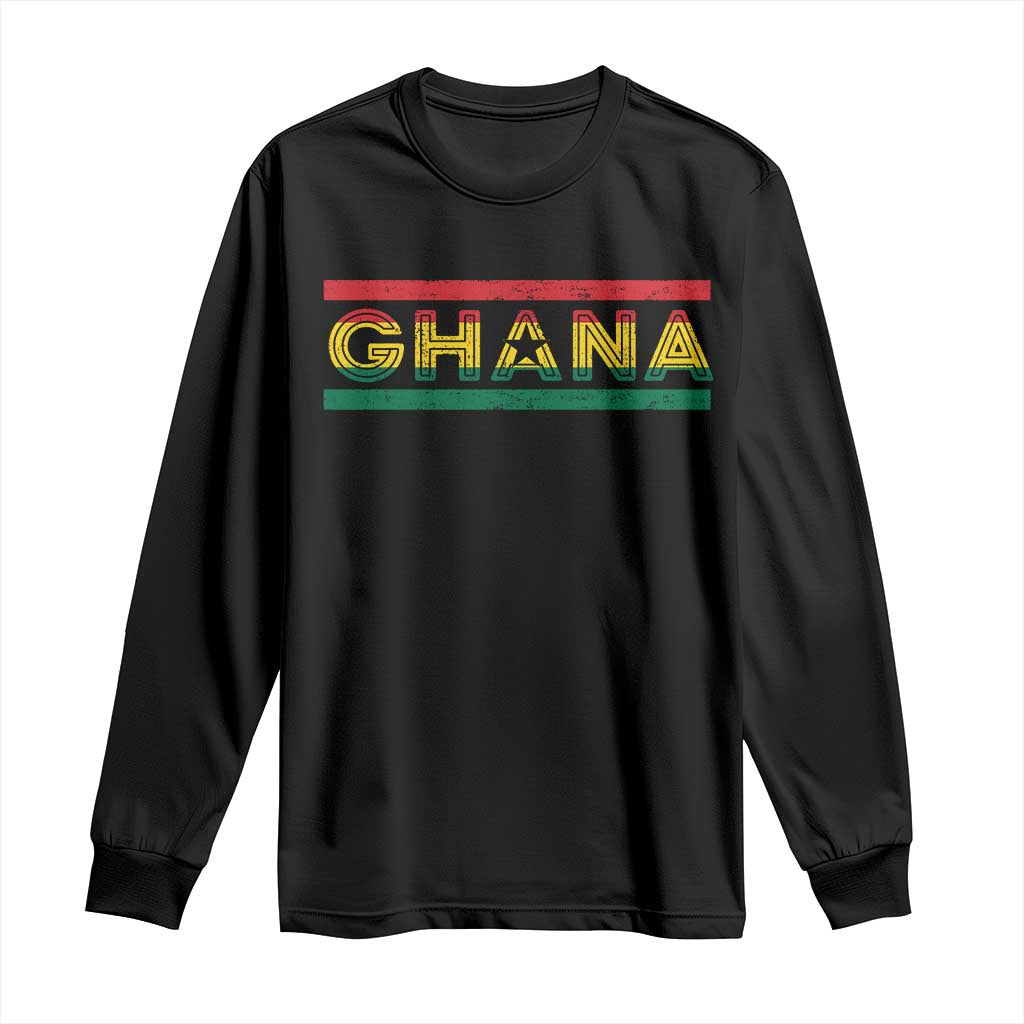 Retro Ghana Flag Long Sleeve Shirt Vintage Ghanaian Pride Ghanese Roots Heritage Graphic TS10 Black Print Your Wear