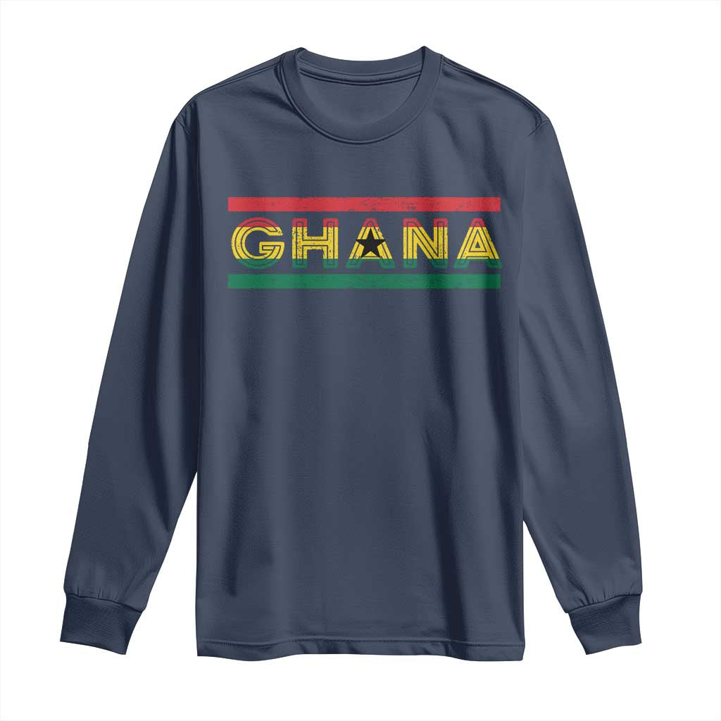 Retro Ghana Flag Long Sleeve Shirt Vintage Ghanaian Pride Ghanese Roots Heritage Graphic