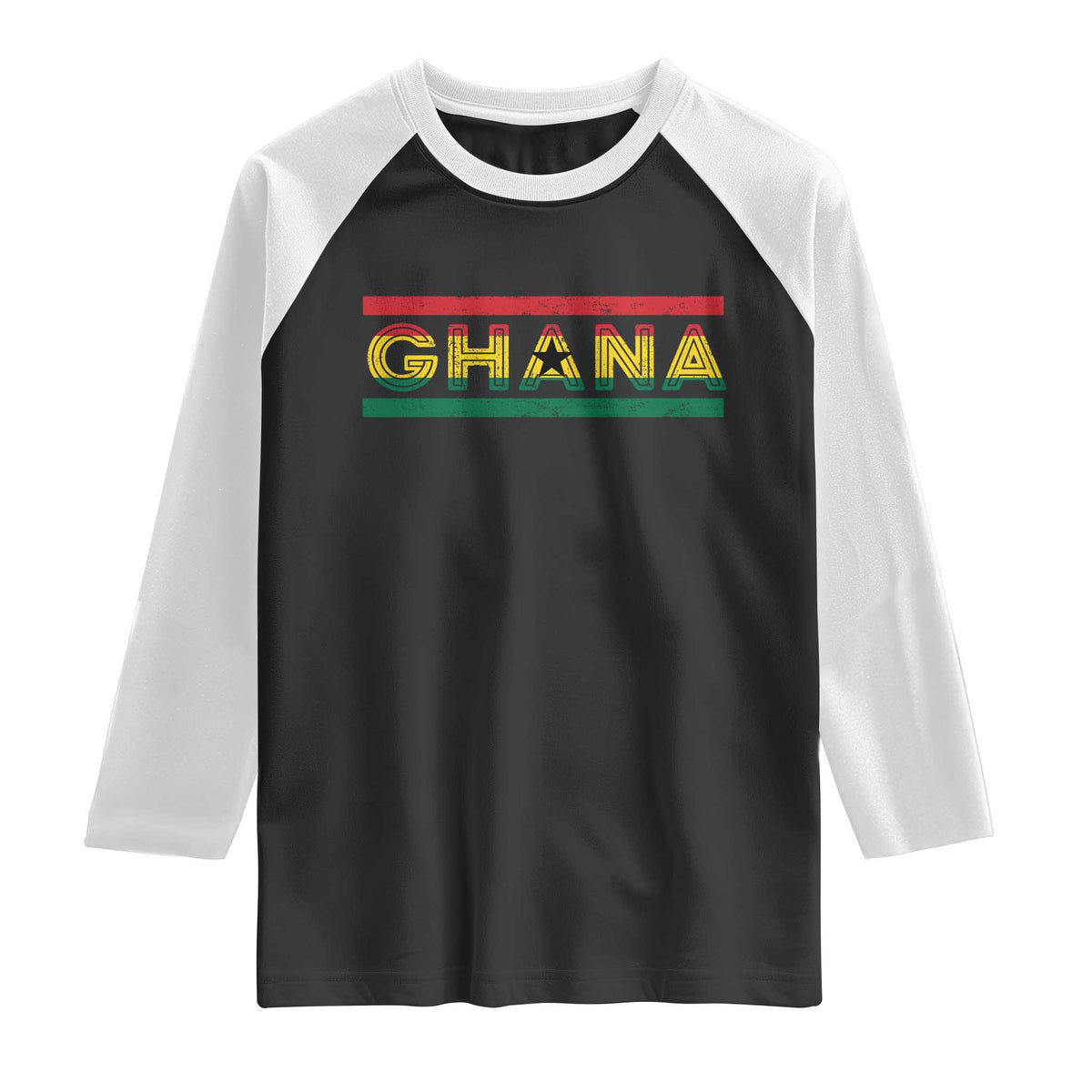 Retro Ghana Flag Raglan Shirt Vintage Ghanaian Pride Ghanese Roots Heritage Graphic