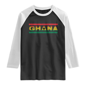 Retro Ghana Flag Raglan Shirt Vintage Ghanaian Pride Ghanese Roots Heritage Graphic