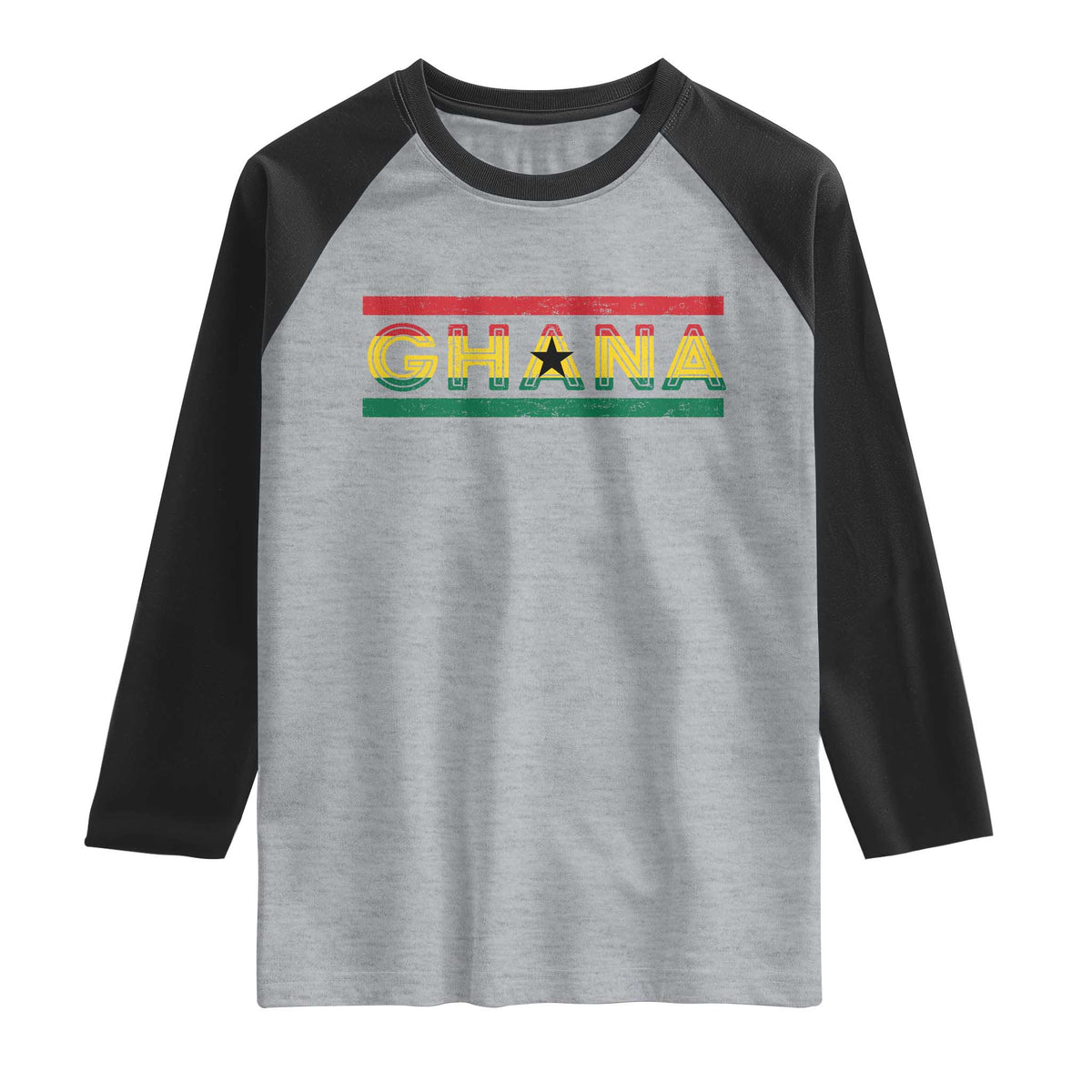 Retro Ghana Flag Raglan Shirt Vintage Ghanaian Pride Ghanese Roots Heritage Graphic