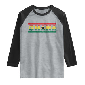 Retro Ghana Flag Raglan Shirt Vintage Ghanaian Pride Ghanese Roots Heritage Graphic