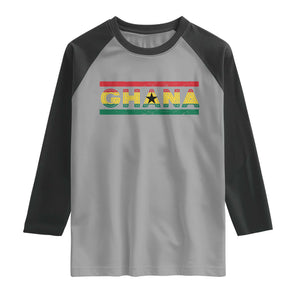 Retro Ghana Flag Raglan Shirt Vintage Ghanaian Pride Ghanese Roots Heritage Graphic