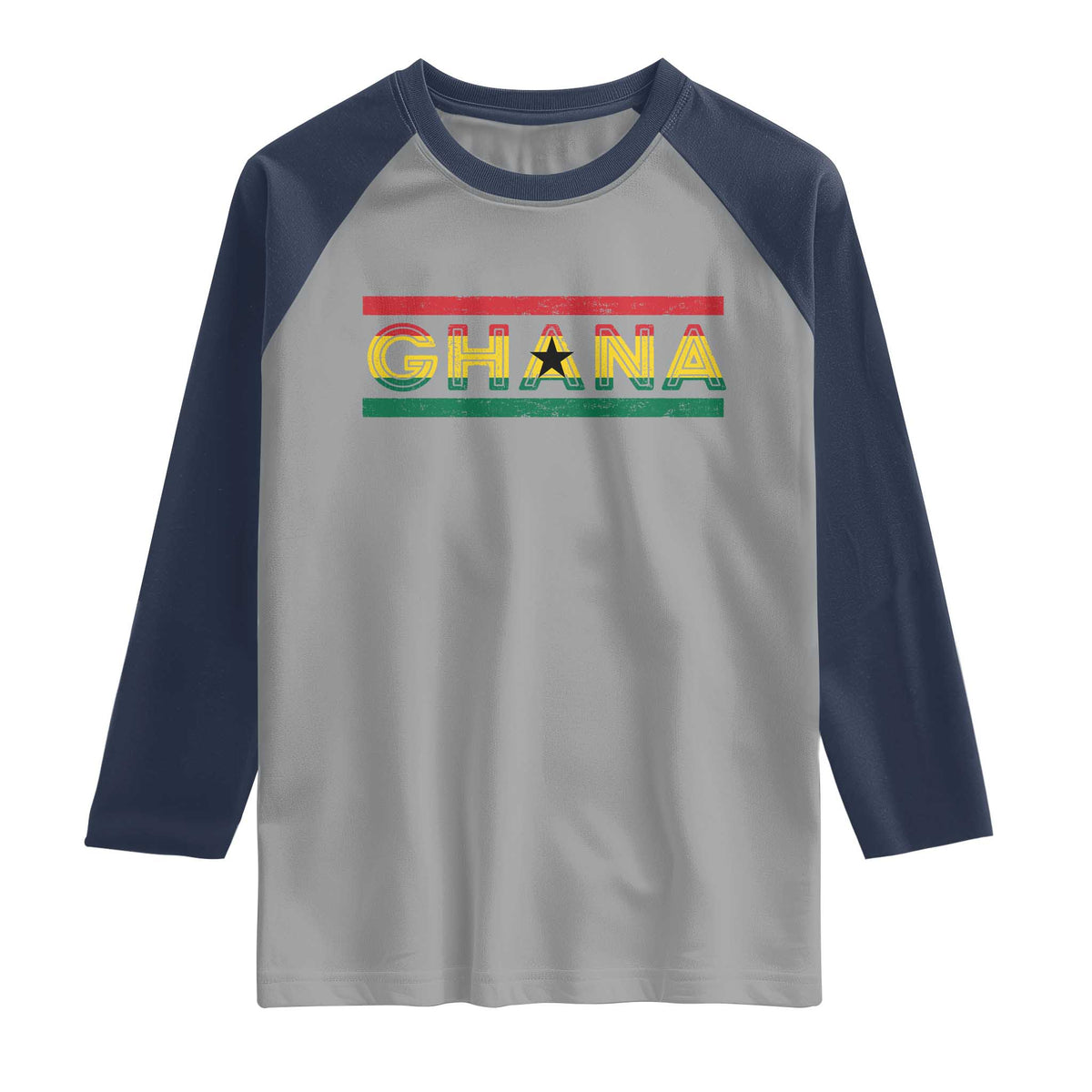 Retro Ghana Flag Raglan Shirt Vintage Ghanaian Pride Ghanese Roots Heritage Graphic