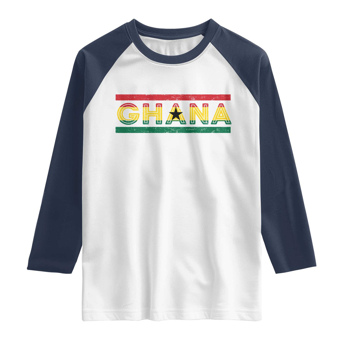 Retro Ghana Flag Raglan Shirt Vintage Ghanaian Pride Ghanese Roots Heritage Graphic